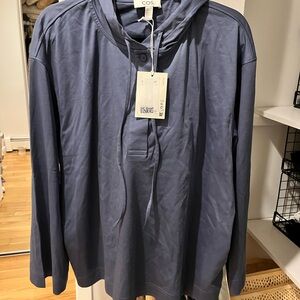COS women's Navy Hooded Shirt Jacket